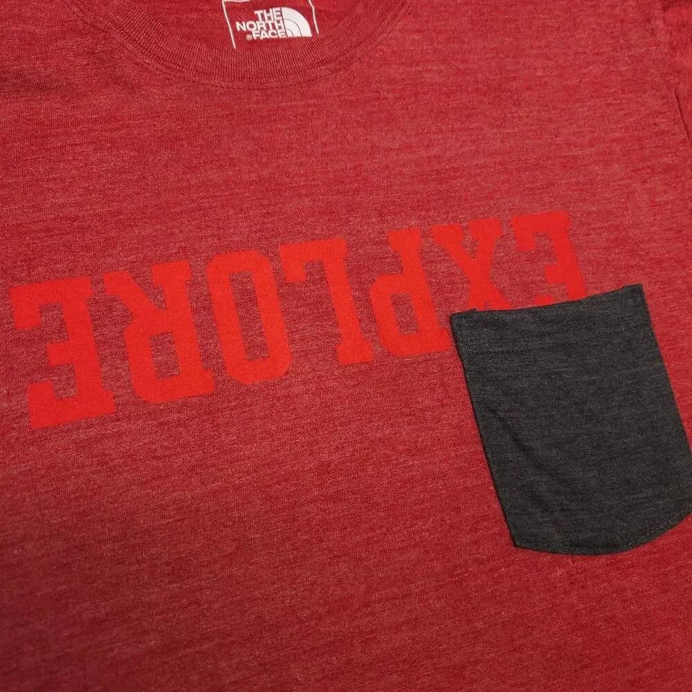 The North Face Explore Short Sleeve Crew Neck Graphic T-Shirt Mens Size M Red